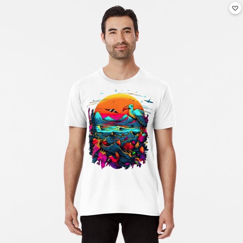 Birds in the Beach Landscape Abstract Colorful Standard T-Shirt ...